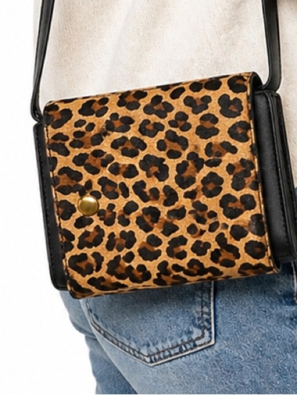J.Crew Leopard Print Haircalf Style Crossbody Wallet Purse NWT